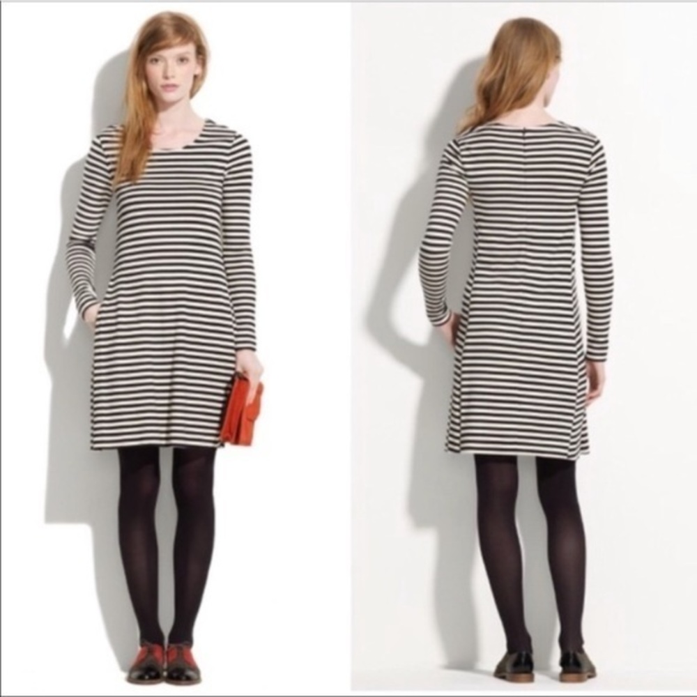 Madewell Hi-Line Long Sleeve‎ Stripe Dress Size XS